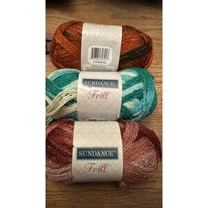 Sundance Frill Mesh Yarn‎ Lot of 3 Skeins Copper Teal Mauve Ruffle Scarf Yarn
